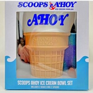 2023 Netflix Stranger Things Scoops Ahoy Ice Cream Bowl Set 2 Bowl 2‎ Spoon